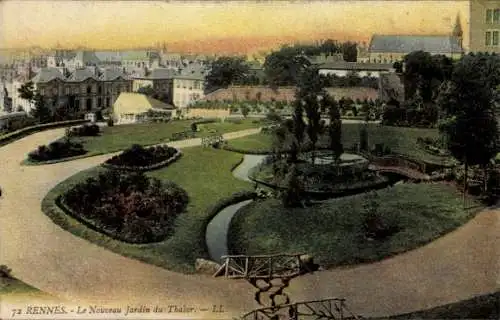 Ak Rennes Ille et Vilaine, La Nouveau Jardin du Thabor