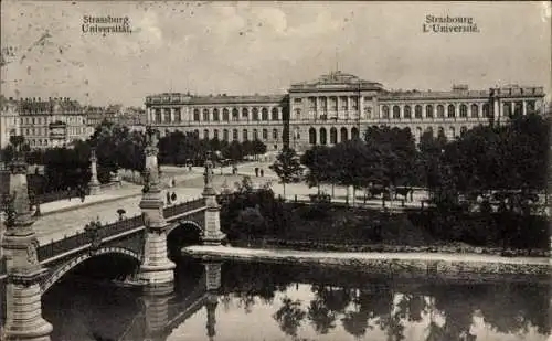 Ak Strasbourg Straßburg Elsass Bas Rhin, Universität, Brücke