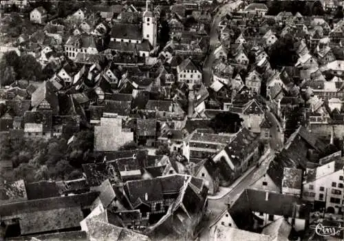 Ak Bouxwiller Buchsweiler Elsass Bas Rhin, Centre de la Ville, Vue aerienne