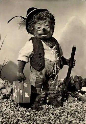 Ak Mecki der Igel, Ich komme, Koffer, Hut