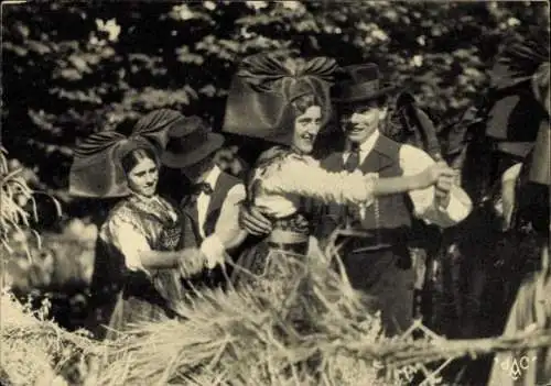 Ak Elsass, Bauerntanz in Niederbronn