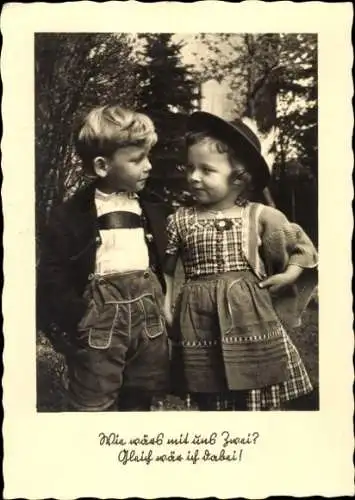 Ak Kinder in bayrischer Tracht, Liebespaar, Portrait