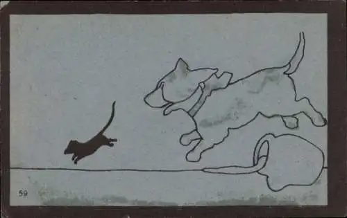 Ak Hund verfolgt ein kleines Tier