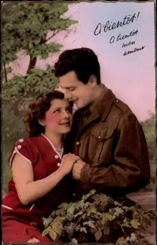 Ak Liebespaar, französischer Soldat mit Frau