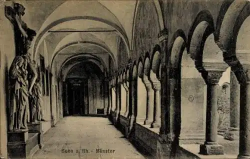 Ak Bonn am Rhein, Münster, Teilansicht, Kreuzgang