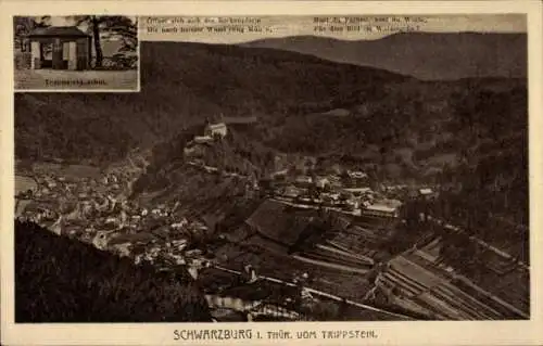 Ak Schwarzburg in Thüringen, Blick vom Trippstein, Panorama, Gedicht