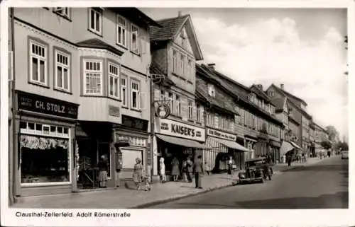 Ak Clausthal Zellerfeld im Oberharz, Adolf-Römerstraße, Geschäfte, Kaiser's, Ch. Stolz