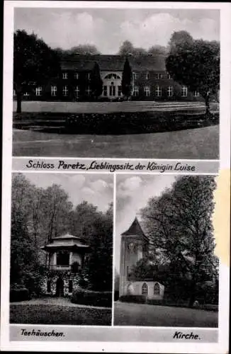 Ak Ketzin a.d. Havel, Schloss Paretz, Teehäuschen, Kirche, Park