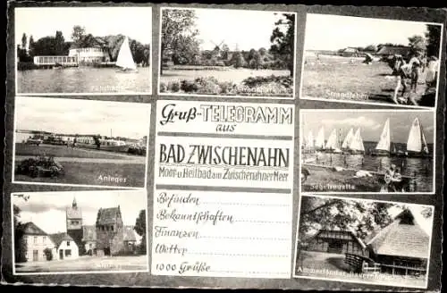 Ak Bad Zwischenahn in Oldenburg, Anleger, Windmühle, Ammerländer Bauern, Segelregatta, Kirche
