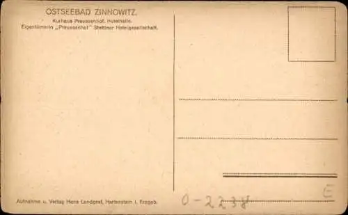 Ak Ostseebad Zinnowitz auf Usedom, Kurhaus Preussenhof, Hotelhalle