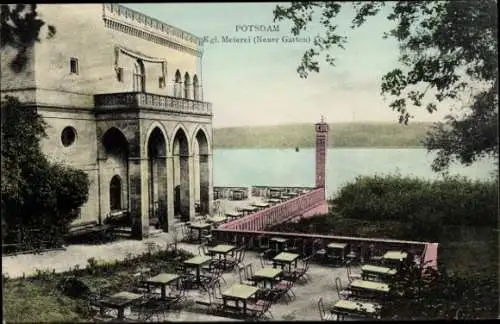 Ak Potsdam, Königliche Meierei, Neuer Garten, Terrasse