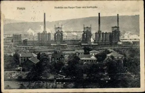 Ak Haspe Hagen Westfalen, Hochöfen, Hasper Eisen- und Stahlwerk
