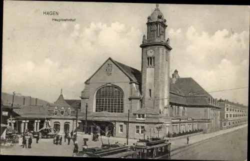 Ak Hagen in Westfalen, Hauptbahnhof, Straßenbahn