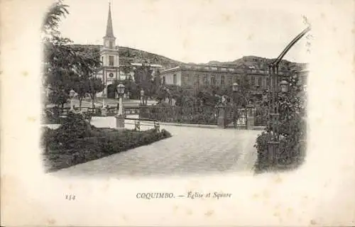 Ak Coquimbo Chile, Kirche und Platz