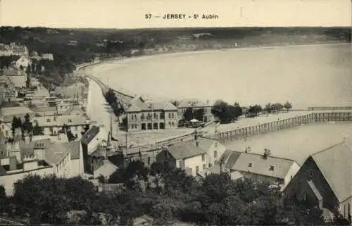 Ak Saint Aubin Kanalinsel Jersey, Luftbild, Teilansicht