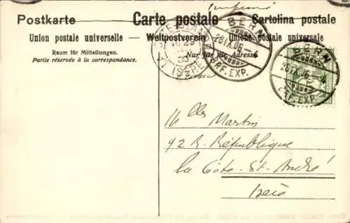 Ak Bern Stadt Schweiz, Historisches Museum und die Alpen