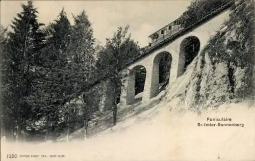 Ak Saint Imier Kanton Bern, Standseilbahn zum Sonnenberg