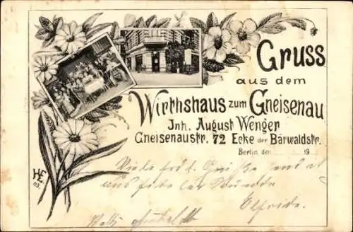 Ak Berlin Kreuzberg, Wirtshaus zum Gneisenau, Gneisenaustraße, Ecke Bärwaldstraße