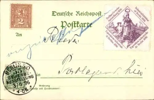 Litho Berliner Gewerbe-Ausstellung 1896, Rathaus, Spandauer Tor