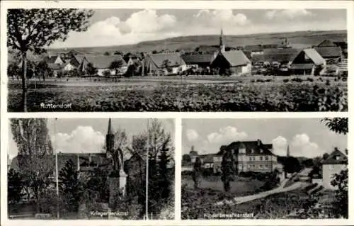 Ak Rottendorf in Unterfranken, Kriegerdenkmal, Kinderbewahranstalt