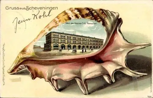 Muschel Litho Scheveningen Den Haag Südholland, Hotel des Galeries, Café, Restaurant