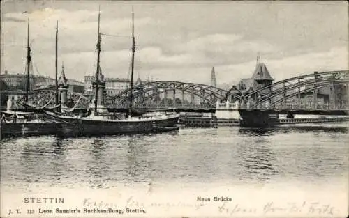 Ak Szczecin Stettin Pommern, Neue Brücke