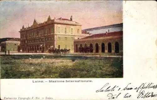 Ak Luino Lago Maggiore Lombardia, Bahnhof
