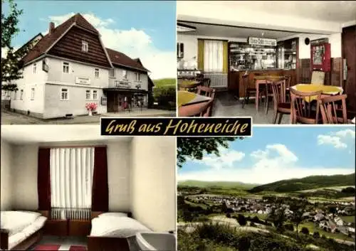 Ak Hoheneiche Wehretal in Hessen, Gasthof Zur Linde, Aussen- und Innenansicht, Gesamtansicht
