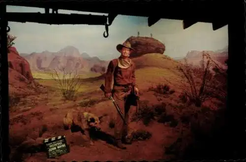 Ak Schauspieler John Duke Wayne, Filmszene Hondo, Wachsfiguren Museum