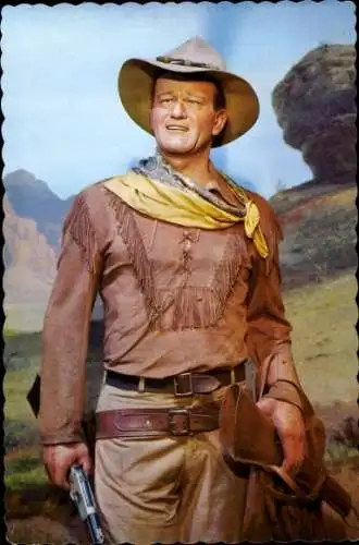 Ak Schauspieler John Duke Wayne, Filmszene Hondo, Wachsfiguren Museum