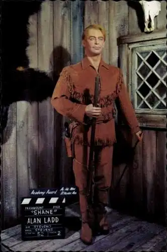 Ak Schauspieler Alan Ladd, Filmszene Shane, Wachsfiguren Museum