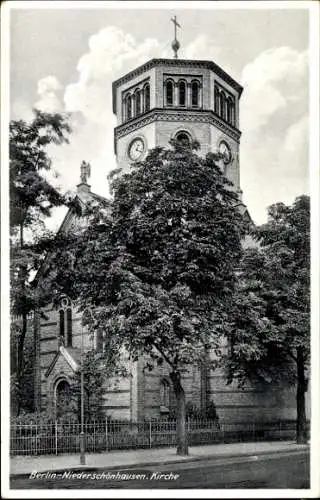 Ak Berlin Pankow Niederschönhausen, Kirche, Straßenansicht