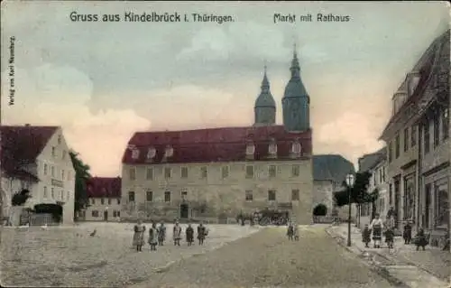 Ak Kindelbrück in Thüringen, Markt, Rathaus