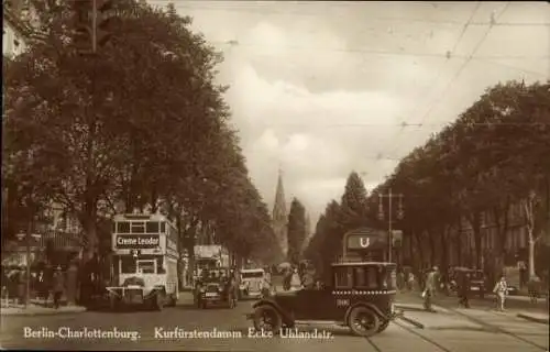 Ak Berlin Charlottenburg, Kurfürstendamm, Ecke Uhlandstraße