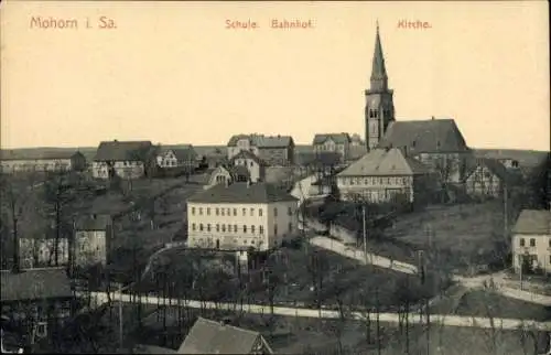 Ak Mohorn Wilsdruff Sachsen, Schule, Bahnhof, Kirche