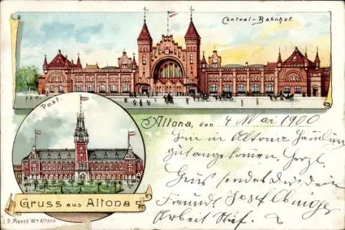 Litho Hamburg Altona, Post, Zentralbahnhof