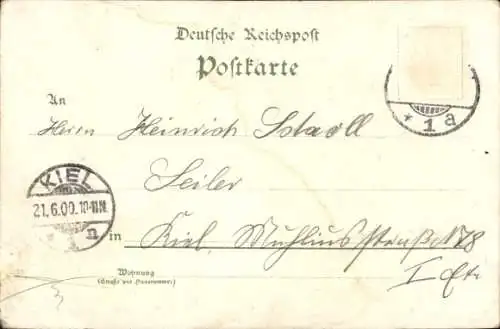 Litho Hansestadt Lübeck, Ortsansicht, Schiffergesellschaft, Seemann, Fahne