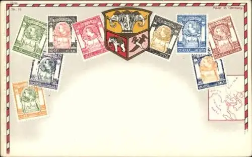 Briefmarken Wappen Litho Siam, Thailand