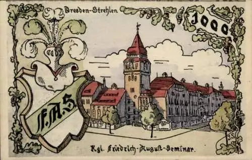 Studentika Ak Dresden Strehlen, Königliches Friedrich August Seminar, Festkarte der Quarta 1917