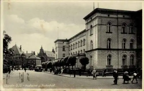 Ak Opole Oppeln Schlesien, Postamt, Bahnhof