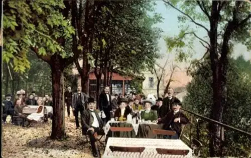 Ak Kettwig vor der Brücke Kettwig Essen im Ruhrgebiet, Restaurant Ruhrtal, Garten