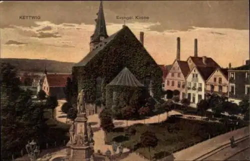 Ak Kettwig Essen im Ruhrgebiet, evangelische Kirche, Denkmal