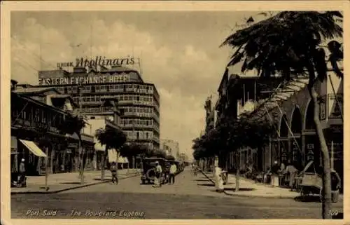 Ak Port Said Ägypten, Boulevard Eugénie, Apollinaris Reklame