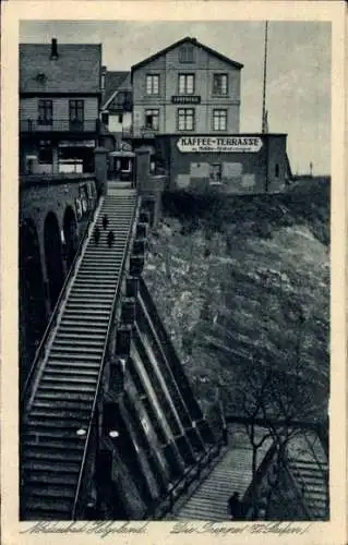 Ak Nordseeinsel Helgoland, Die Treppe, 182 Stufen, Kaffee-Terrasse, Apotheke