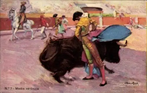 Künstler Ak Bullfight, Media veronica