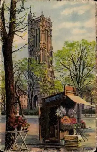 Künstler Ak Paris IV, Boulevard de Sebastopol, Tour Saint Jacques