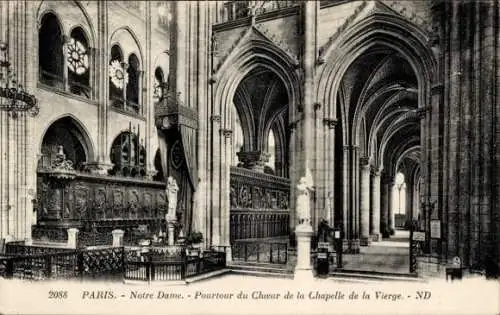 Ak Paris IV Ile de la Cité, Kathedrale Notre-Dame, Umfang des Chores der Kapelle der Jungfrau