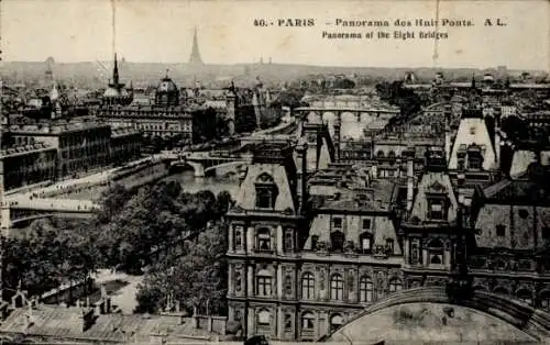 Ak Paris I Louvre, Panorama mit seiner Brücke