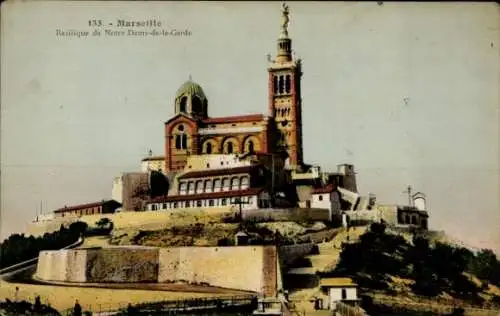 Ak Marseille Bouches du Rhône, Basilika Notre Dame de la Garde