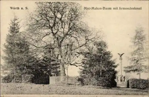 Ak Wœrth sur Sauer Woerth Wörth an der Sauer Elsass Bas Rhin, Mac Mahon Baum mit Armeedenkmal